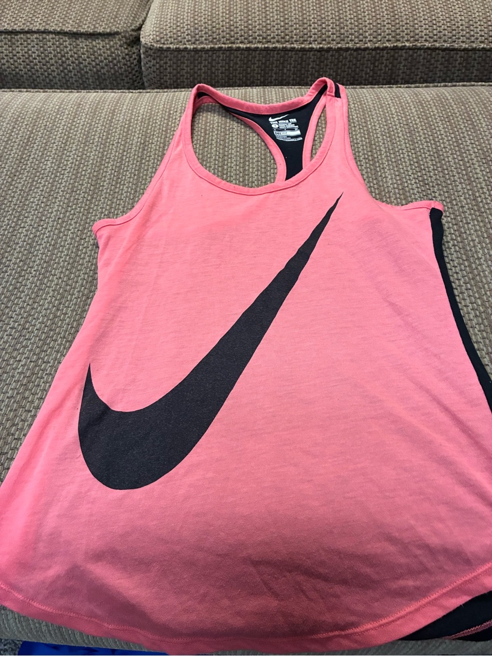 Nike Women’s Coral Racerback Tank with Black Swoosh
